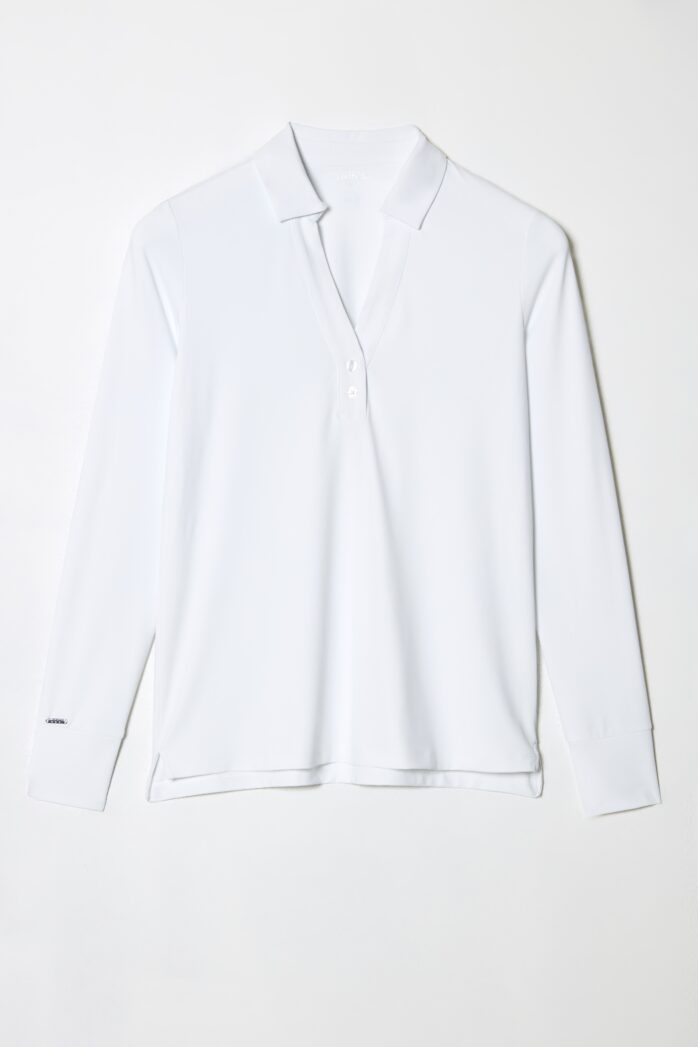 SOLID LONG SLEEVE COLLARED VELOCITY TOP